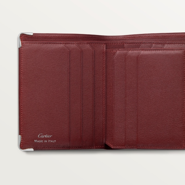 Must de Cartier vielseitige Brieftasche Schwarzes Kalbsleder, Edelstahl-Finish