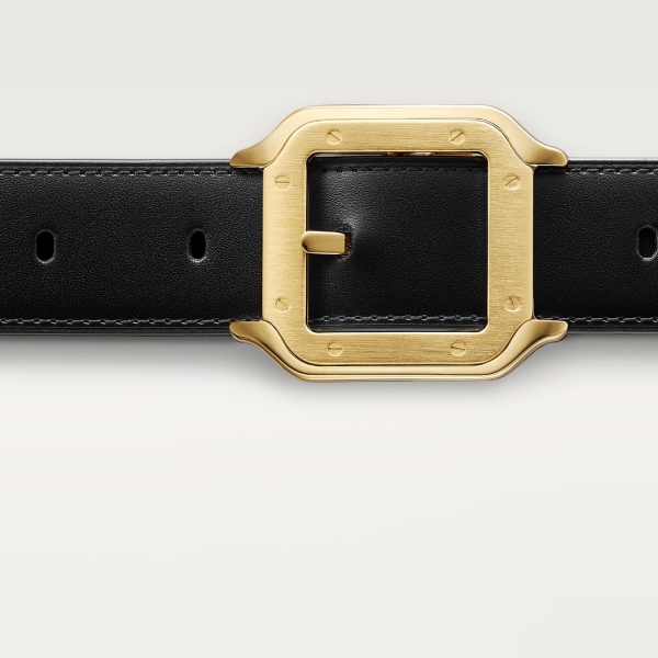 Cinturón Santos de Cartier Piel de ternera color negro, hebilla acabado dorado