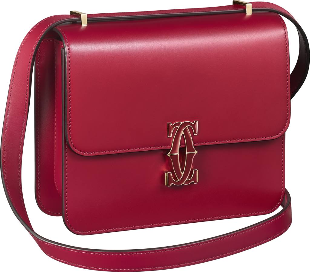 CRL1002293 - Shoulder Bag, Mini, Double C de Cartier - Cherry red calfskin,  gold and cherry red enamel finish - Cartier