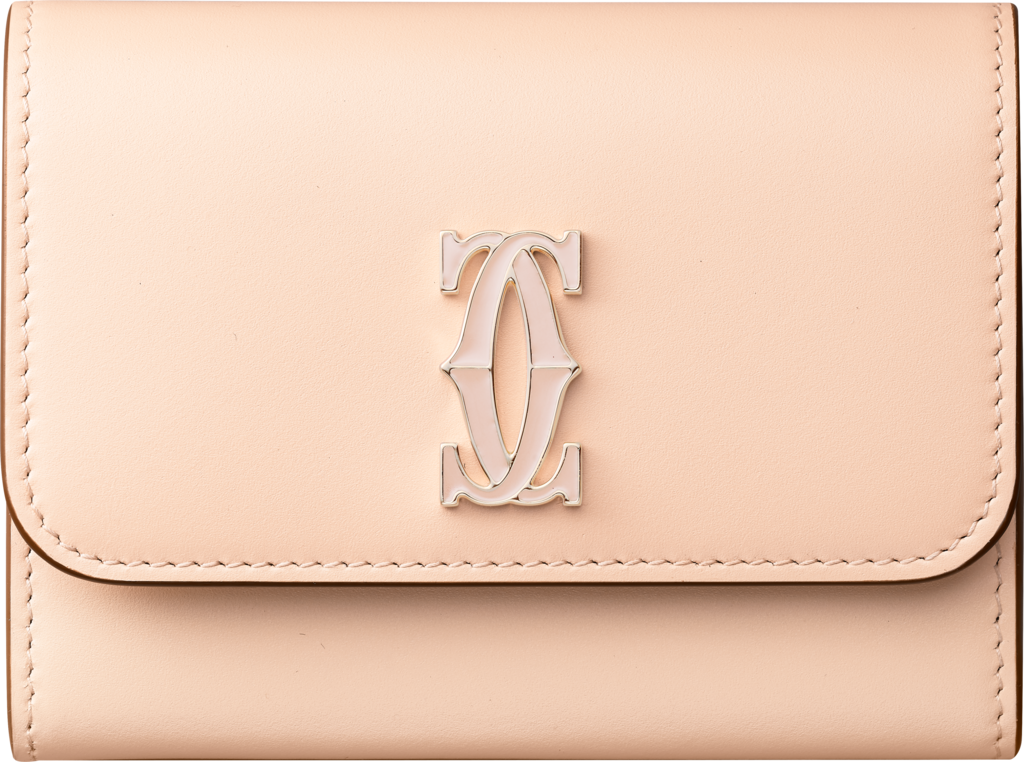 Mini wallet, Double C de CartierPowder pink calfskin, gold and powder pink enamel finish