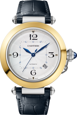 Reloj Pasha de Cartier 41 mm, movimiento automático, oro amarillo y acero, brazalete de metal y correa de piel intercambiables