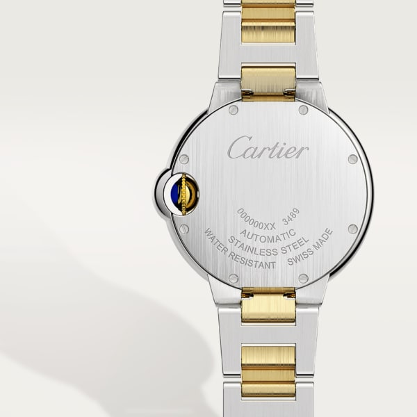 Reloj Ballon Bleu de Cartier 33 mm, movimiento automático, oro amarillo, acero