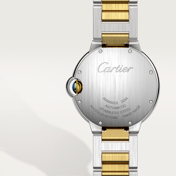Ballon Bleu de Cartier 36 mm, mechanisches Uhrwerk mit Automatikaufzug, Gelbgold, Edelstahl