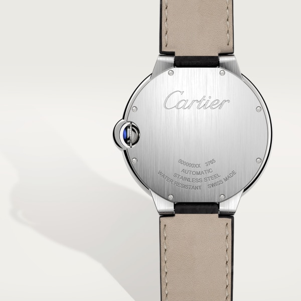 Ballon Bleu de Cartier watch 42mm, automatic movement, steel, leather