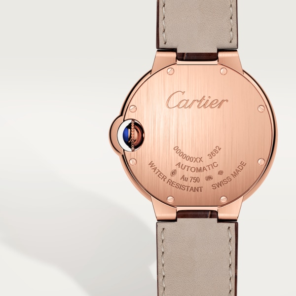 Reloj Ballon Bleu de Cartier 33 mm, movimiento automático, oro rosa, piel