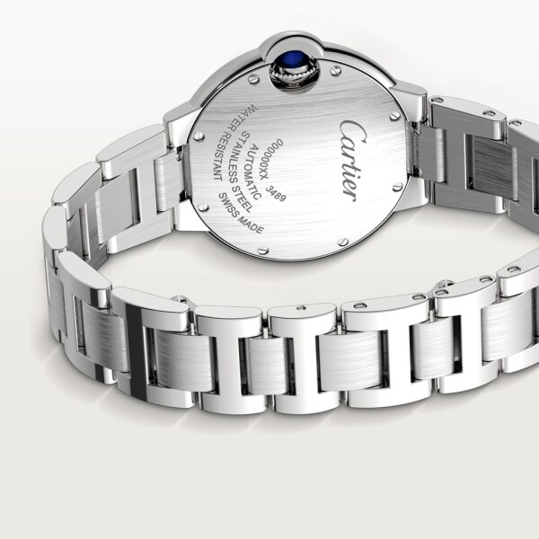 Montre Ballon Bleu de Cartier 33 mm, mouvement mécanique automatique, acier, diamants