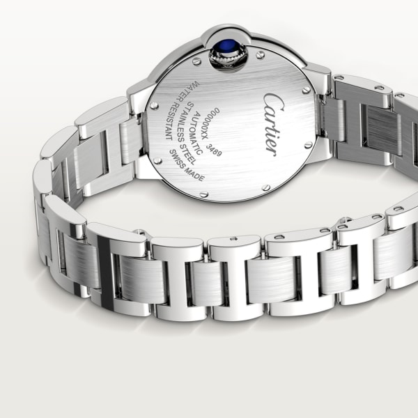 Reloj Ballon Bleu de Cartier 33 mm, movimiento mecánico de carga automática, acero, diamantes