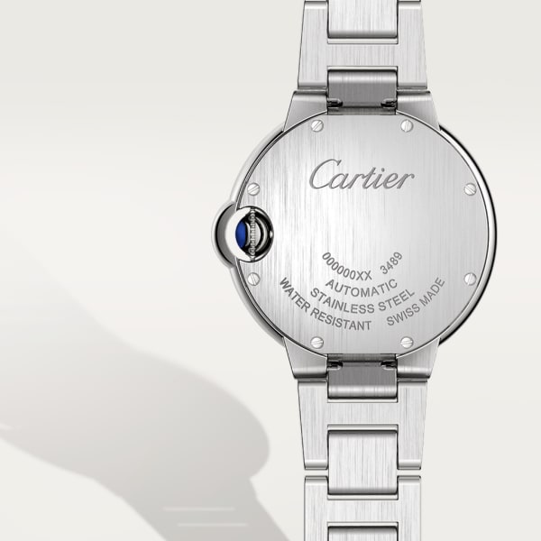 Montre Ballon Bleu de Cartier 33 mm, mouvement mécanique automatique, acier, diamants