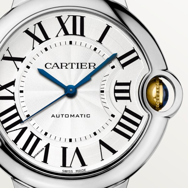 Reloj Ballon Bleu de Cartier 36 mm, movimiento mecánico de carga automática, oro amarillo, acero