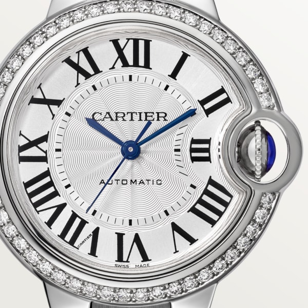 Reloj Ballon Bleu de Cartier 33 mm, movimiento automático, acero, diamantes
