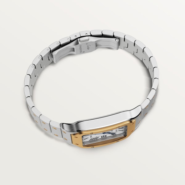 Montre Santos de Cartier Grand modèle, mouvement automatique, or jaune, acier, bracelets métal et cuir interchangeables