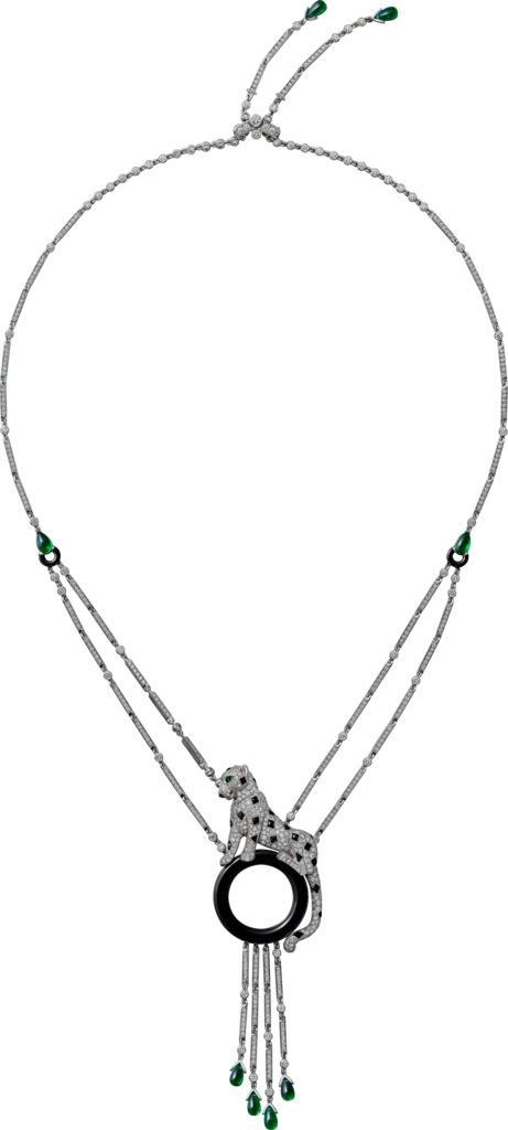 Collar Panthère de CartierOro blanco, ónix, esmeraldas, diamantes