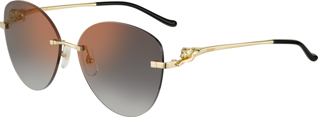 Panthère de Cartier SonnenbrilleMetall in glattem Gold-Finish, graue Gläser mit goldfarbenem Spiegeleffekt
