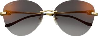 Panthère de Cartier Sonnenbrille Metall in glattem Gold-Finish, graue Gläser mit goldfarbenem Spiegeleffekt