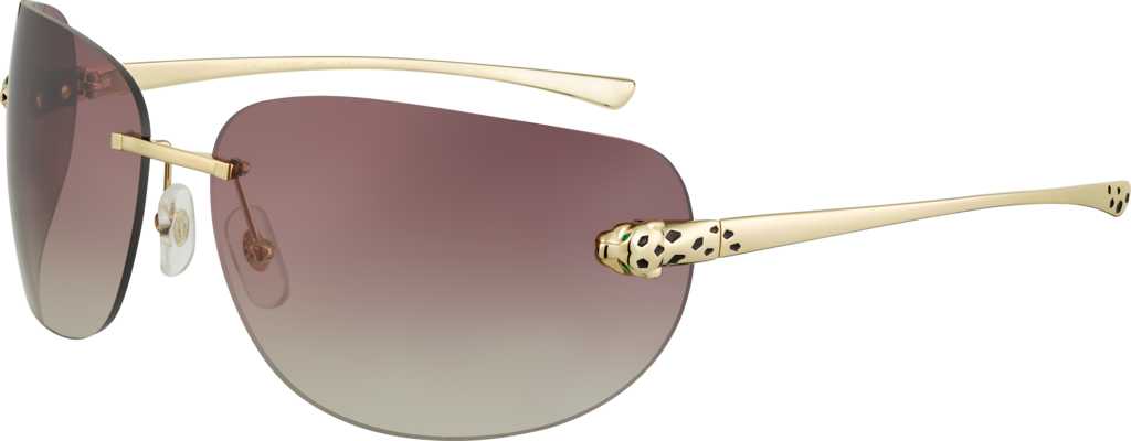Gafas de sol Panthère de CartierMetal acabado dorado liso, lentes degradadas violetas