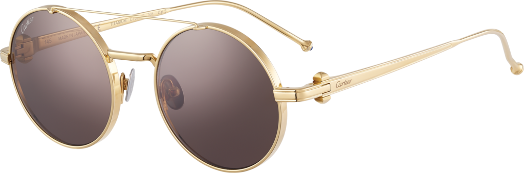 Pasha de Cartier SunglassesSmooth golden-finish titanium, grey lenses