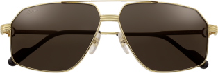 Première de Cartier Sonnenbrille Metall in glattem Gold-Finish, graue Gläser