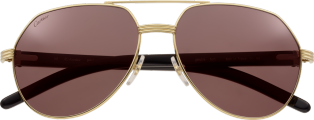 Gafas de sol Première de Cartier Cuerno blanco, acabado dorado liso, lentes burdeos polarizadas