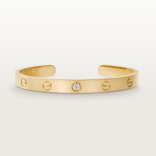 Bracelet <span class='lovefont'>A </span>, ouvert, modèle classique, 1 diamant Or jaune, diamant