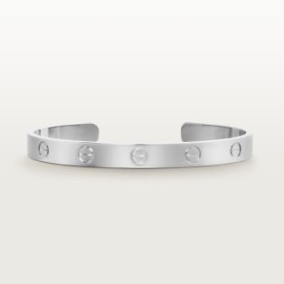 Pulsera <span class='lovefont'>A </span>, abierta, tamaño clásico Oro blanco