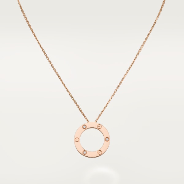 Love pendant, 3 diamonds Rose gold, diamonds