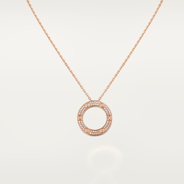 Love necklace, paved Rose gold, diamonds