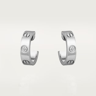 <span class='lovefont'>A </span> hoop earrings, classic model, 2 diamonds White gold, diamonds