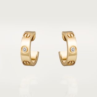 <span class='lovefont'>A </span> hoop earrings, classic model, 2 diamonds Yellow gold, diamonds