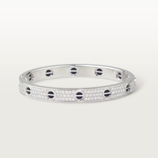 Bracelet <span class='lovefont'>A </span>, modèle classique, pavé, céramique Or gris, céramique, diamants