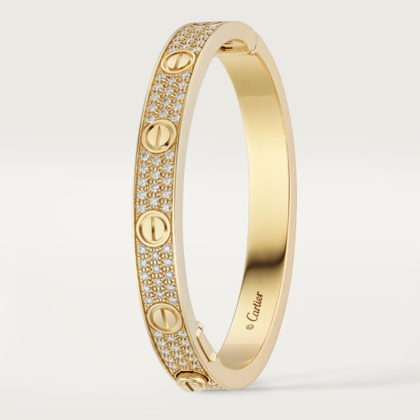 Pulsera Love, tamaño clásico, pavé Oro amarillo, diamante