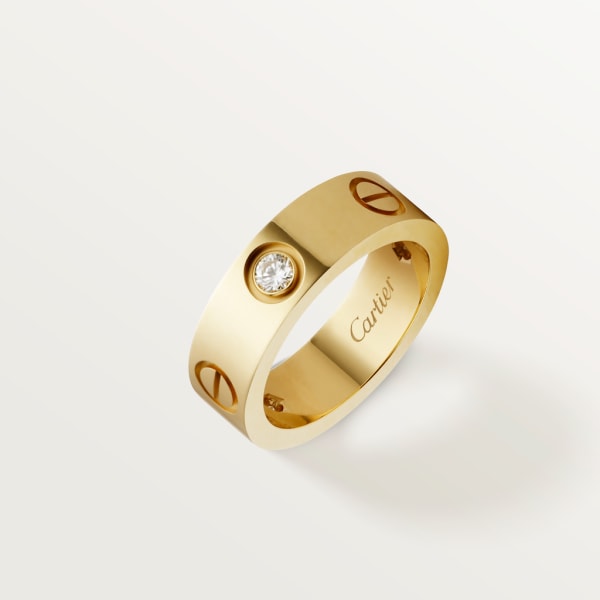 Love ring, classic model, 3 diamonds Yellow gold, diamonds