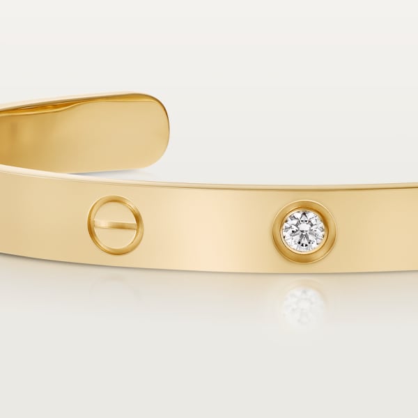 Love bracelet, open, classic model, 1 diamond Yellow gold, diamond