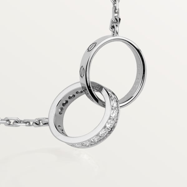 Love necklace, semi-paved White gold, diamonds