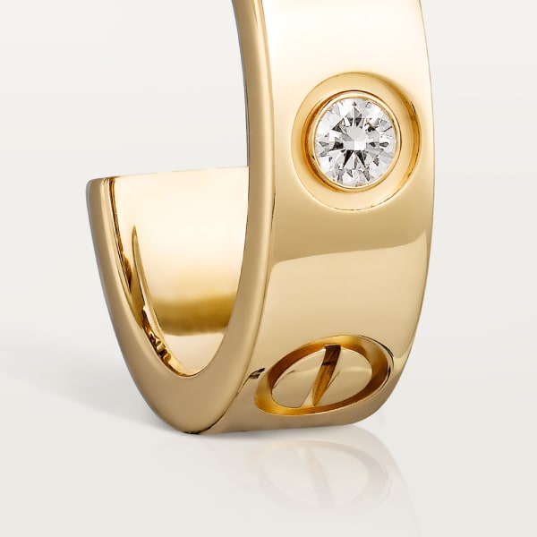 Love Creolen, klassisches Modell, mit zwei Diamanten Gelbgold, Diamant