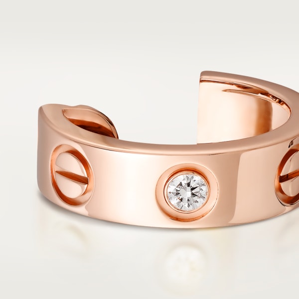 Love hoop earrings, classic model, 2 diamonds Rose gold, diamonds