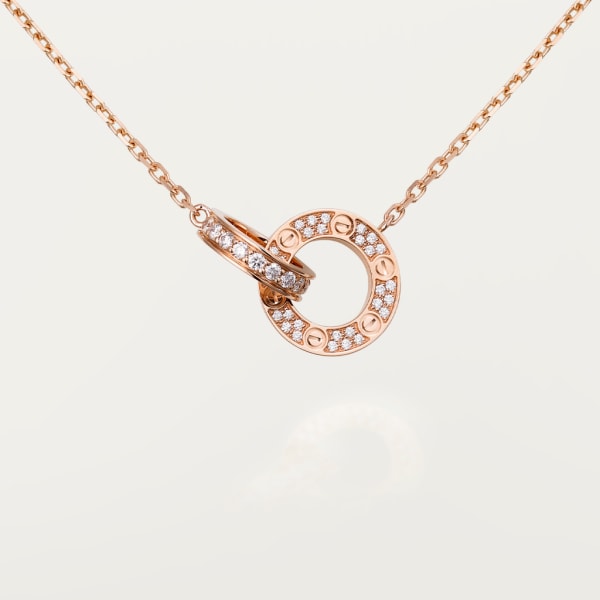 Love necklace, paved Rose gold, diamonds