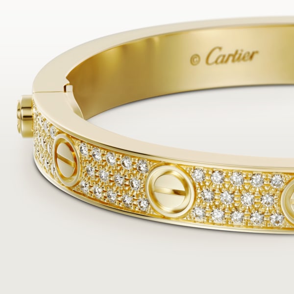 Love bracelet, diamond-paved Yellow gold, diamonds