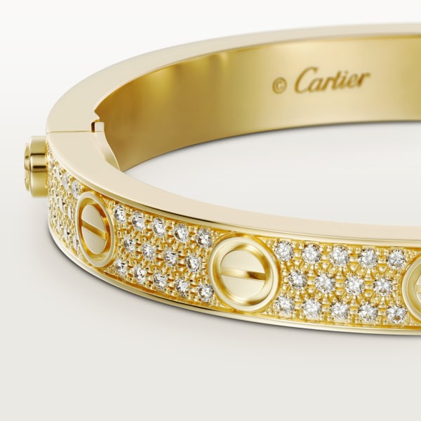 Pulsera Love, tamaño clásico, pavé Oro amarillo, diamante