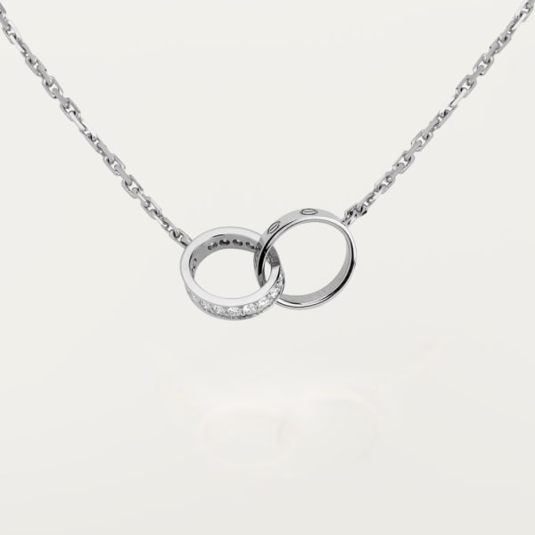 Love necklace, semi-paved White gold, diamonds