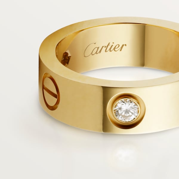 Love ring, classic model, 3 diamonds Yellow gold, diamonds