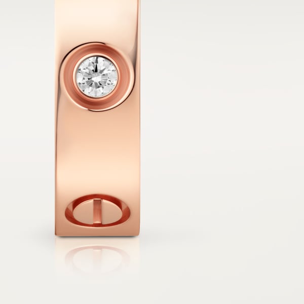 Love ring, classic model, 3 diamonds Rose gold, diamonds