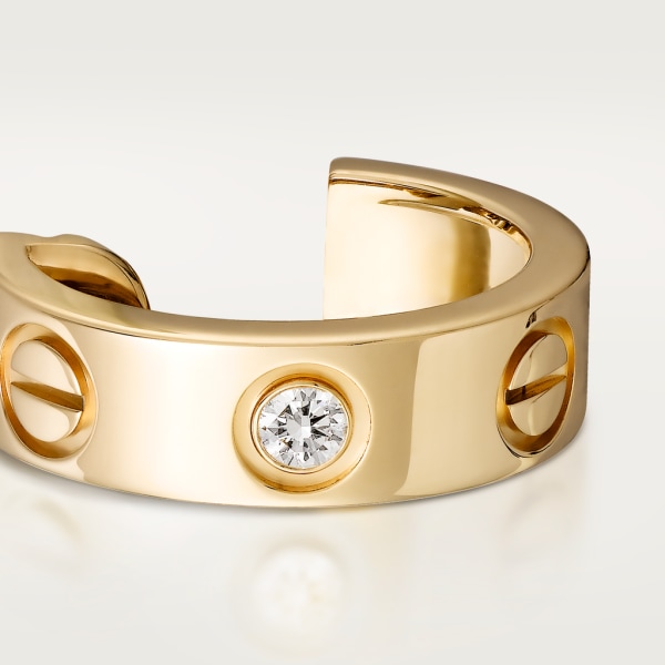 Love Creolen, klassisches Modell, mit zwei Diamanten Gelbgold, Diamant