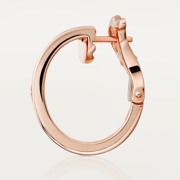 Love hoop earrings, classic model, 2 diamonds Rose gold, diamonds