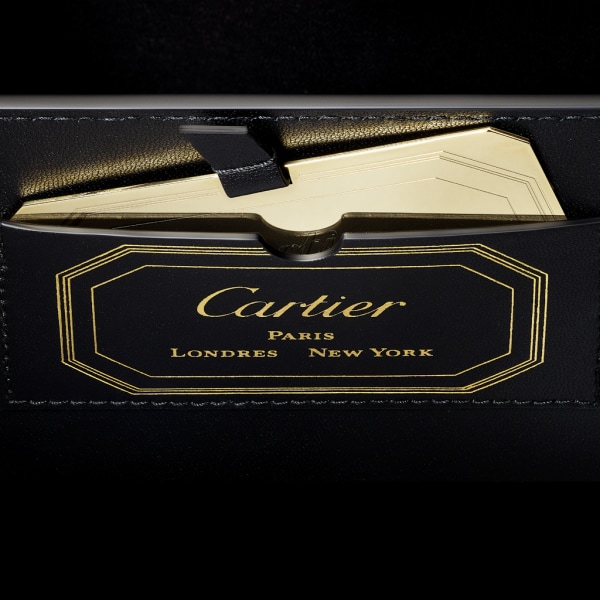 Guirlande de Cartier Top Handle, Mini-Modell Schwarzes Kalbsleder, Gold-Finish