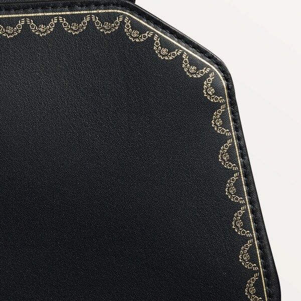 Top Handle mini modèle, Guirlande de Cartier Cuir de veau couleur noir, finition dorée