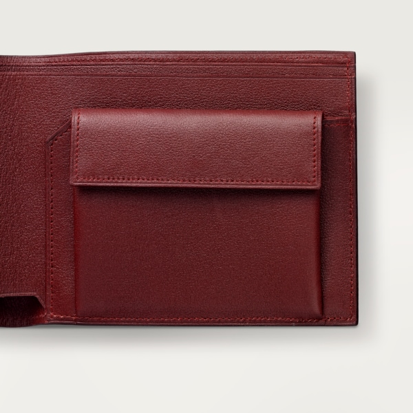 Portefeuille monnaie/billets/cartes de crédit Must de Cartier Cuir de veau noir, finition acier inoxydable