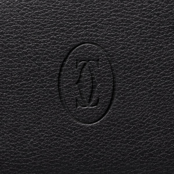 Portefeuille international avec soufflets Must de Cartier Cuir de veau noir, finition acier inoxydable