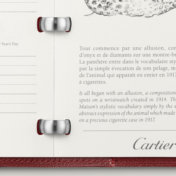 Agenda de bolsillo Must de Cartier modelo grande Piel de becerro color negro, acabado paladio
