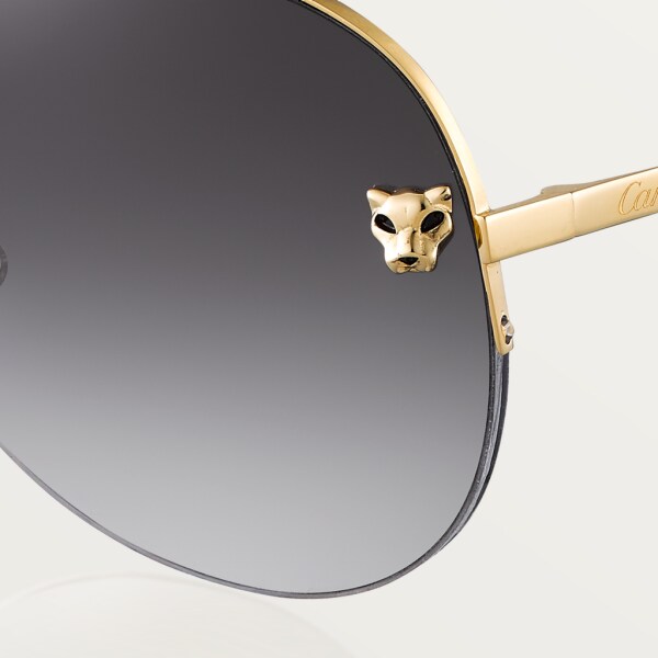 Gafas de sol Panthère de Cartier Metal acabado dorado liso, lentes gris degradado