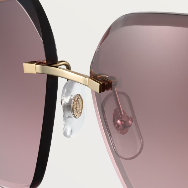 Panthère de Cartier sunglasses Champagne golden-finish metal, graduated burgundy lenses